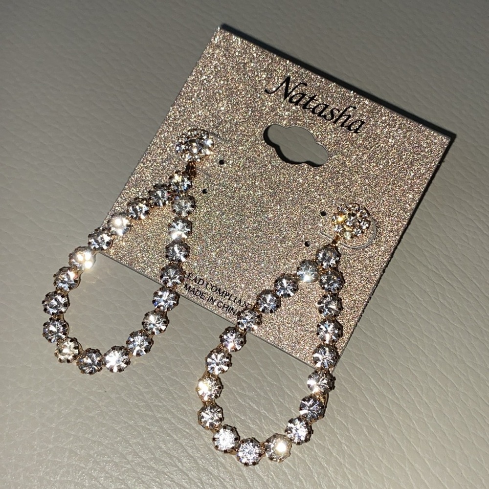 Tear drop rhinestone earrings🤩 - Picture 5 of 6